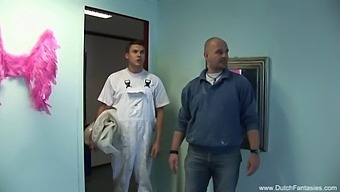 Amateur Dutch Milf Enjoys Threesome With Two Men
