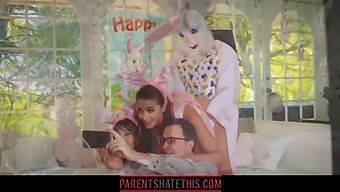 Teen Girl And Her Uncle Engage In Taboo Roleplay As Easter Bunny