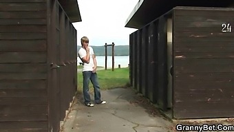Old Man Has Sex With An Elderly Blonde In A Public Restroom