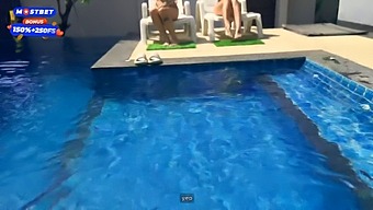 Two Hot Students Organize A Wild Orgy With The Help Of Pool Cleaners.